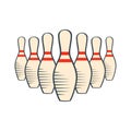 Retro bowling pins isolated on white background Royalty Free Stock Photo