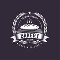 Retro bread illustration. Fast food logo design.Vintage cooking badge.