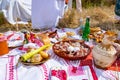 Retro breakfast like in old times, outdoor Royalty Free Stock Photo