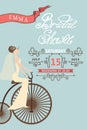 Retro Bridal shower invitation.Bride and retro