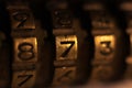 Retro Bronze Lock Number Combination. Royalty Free Stock Photo