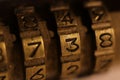 Retro Bronze Lock Number Combination. Royalty Free Stock Photo