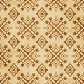 Retro brown cork texture grunge seamless background polygon check geometry cross aboriginal frame Royalty Free Stock Photo