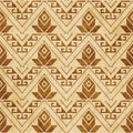 Retro brown cork texture grunge seamless background triangle aboriginal cross dot line flower Royalty Free Stock Photo