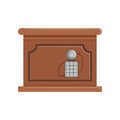 Retro brown safe box with a keypad buttons panel, safety box, cash secure protection concept vector Illustration