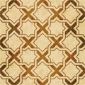 Retro brown watercolor texture grunge seamless background Islamic star geometry cross frame