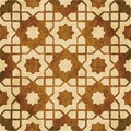 Retro brown watercolor texture grunge seamless background Islamic star geometry frame Royalty Free Stock Photo