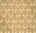 Retro brown watercolor texture grunge seamless background trefoil curve spiral cross frame Royalty Free Stock Photo