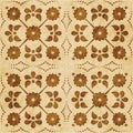 Retro brown watercolor texture grunge seamless background vintage cross flower dot line Royalty Free Stock Photo