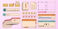 Retro browser window interface kit. Royalty Free Stock Photo