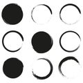 Retro brush circles. Round frame set. Round shape. Vector illustration. Royalty Free Stock Photo