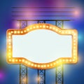 Retro bulb circus cinema light sign template