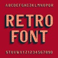 Retro bulb style alphabet vector font. Letters and numbers.