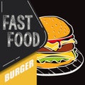Retro burger Fast food Vector