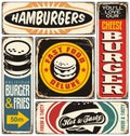 Retro burger signs collection Royalty Free Stock Photo
