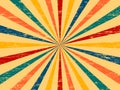 Retro burst vintage background. Retro background with rays or stripes in the center. Sunburst retro background. Vector Royalty Free Stock Photo