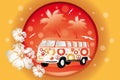 Retro bus with floral patterns Royalty Free Stock Photo