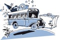 Retro Travel Tourist Bus, Cartoon