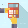 Retro Business Hands with Calculator Financial