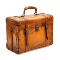 Retro Business Leather Suitcase extreme closeup. Generative AI