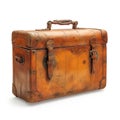 Retro Business Leather Suitcase extreme closeup. Generative AI