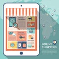 Retro business online shopping flat icons