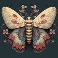 Retro Butterfly. Butterfly clipart. Vintage painting