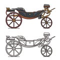 Retro cab or vintage carriage, medieval chariot Royalty Free Stock Photo