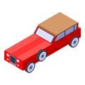 Retro cabriolet car icon, isometric style