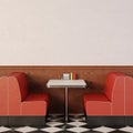 Retro cafe interior. 1950s American style diner. Royalty Free Stock Photo