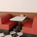 Retro cafe interior. 1950s American style diner. Royalty Free Stock Photo