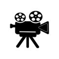 Retro camcorder icon on white isolated background. Vector symbol of a movie, video. An element for your design.