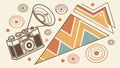 Retro Camera and Abstract Shapes. Creative Photography Concept, vector design Generative AI Royalty Free Stock Photo