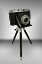 Retro Camera attached to Tripod Royalty Free Stock Photo