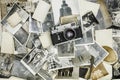 Retro camera on the background of old photos Royalty Free Stock Photo
