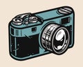 Retro camera colorful concept