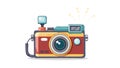 Retro Camera with External Flash on Tripod Socket, vector design Generative AI Royalty Free Stock Photo