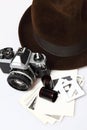 Retro Camera & Fedora Hat Royalty Free Stock Photo
