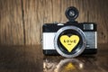 Retro camera with heart love