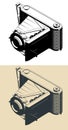 Retro camera isometric illustrations