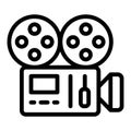 Retro camera line icon. Film camera with strip vector illustration isolated on white. Old moovie camera outline style