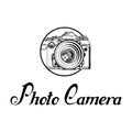 Retro Camera logo. Vintage Photocamera.