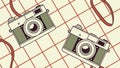 Retro Camera Pattern on a Gridded Background for Tech Aesthetics, vector design Generative AI Royalty Free Stock Photo