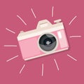 Retro camera pink vintage icon illustration photo device