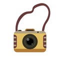 Retro camera with strap in flat style Royalty Free Stock Photo