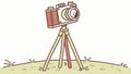 Retro Camera on Tripod for Classic Photography Vector, vector design Generative AI Royalty Free Stock Photo
