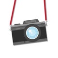 Retro camera, vintage camera, flat style design. Old photo camera. Photo shooting. Vector illustration Royalty Free Stock Photo