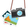 Retro camera, vintage camera, flat style design. Old photo camera. Photo shooting. Vector illustration Royalty Free Stock Photo