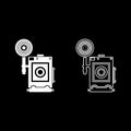 Retro camera Vintage photo camera face view icon set white color vector illustration flat style image Royalty Free Stock Photo