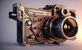 Retro cameras and lenses, fantastic and non-existent surreal cameras as technological abstract background. Generative Ai Royalty Free Stock Photo